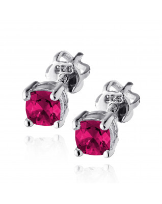 Strieborné náušnice s tmavo ružovými zirkónmi