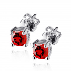 Strieborné náušnice s červenými zirkónmi