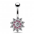 Strieborný piercing do pupku - kvietka