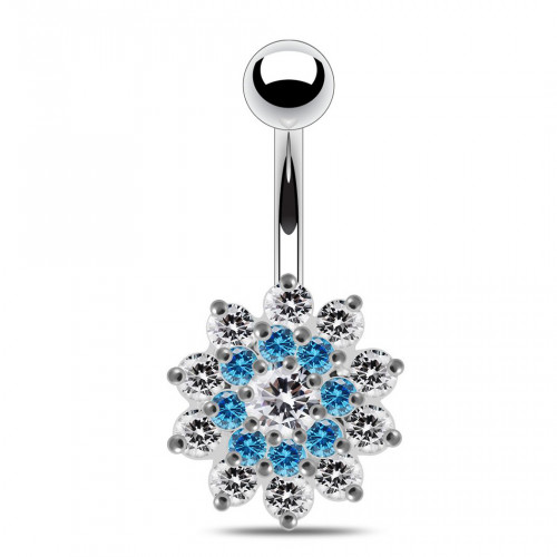 Strieborný piercing do pupku - kvietka