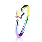 Dúhový piercing do nosa/ucha kruh s hviezdou