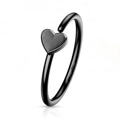 Čierny piercing do nosa/ucha kruh so srdiečkom