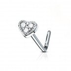 Piercing do nosa srdiečko, číre kamienky