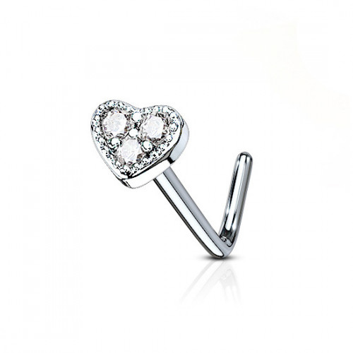 Piercing do nosa srdiečko, číre kamienky