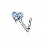 Piercing do nosa srdiečko, červené kamienky