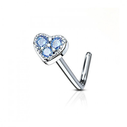 Piercing do nosa srdiečko, červené kamienky