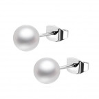 Oceľové náušnice perličky biele