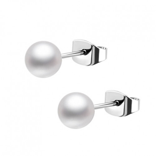 Oceľové náušnice perličky biele