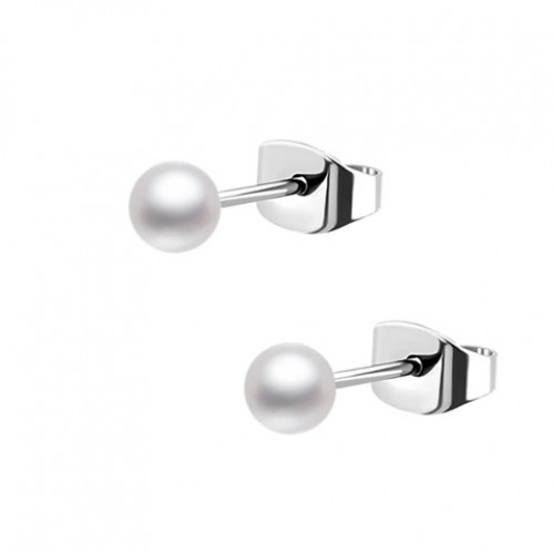 Oceľové náušnice perličky biele