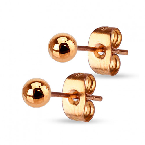 Oceľové náušnice - guličky pozlátené