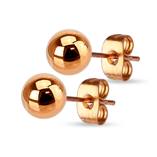 Oceľové náušnice - guličky pozlátené