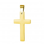 Pozlátený oceľový prívesok - kríž 14 x 21 mm