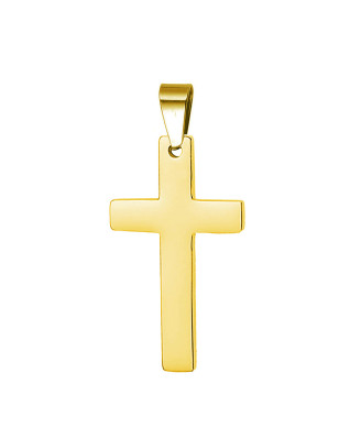 Pozlátený oceľový prívesok - kríž 14 x 21 mm