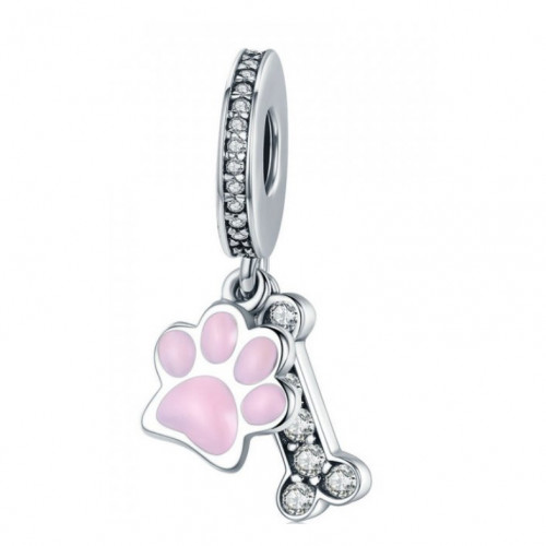 Strieborný prívesok korálek labka a kocka