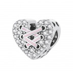 Strieborný prívesok korálik na náramok srdca