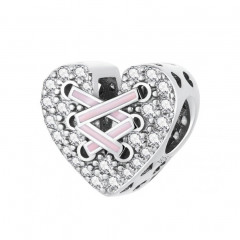 Strieborný prívesok korálik na náramok srdca