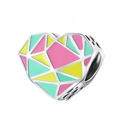 Strieborný prívesok korálik na náramok srdiečko