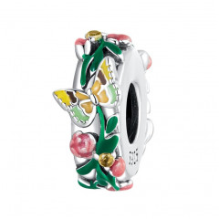 Strieborný prívesok korálik na náramok s motýlikmi