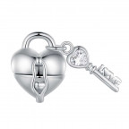 Strieborný prívesok korálik zámok a kľúč