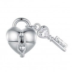 Strieborný prívesok korálik zámok a kľúč