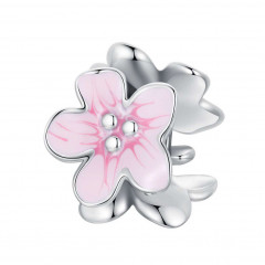 Strieborný prívesok korálik na náramok s kvietkami