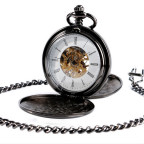 Mechanické vreckové hodinky otváracie čierne - cibuľa