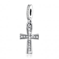 Visiaci strieborný prívesok korálik kríž