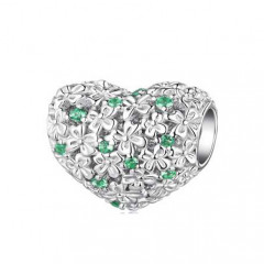 Strieborný prívesok korálik na náramok srdca