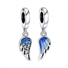 Visiaci strieborný prívesok korálik 2 krídla