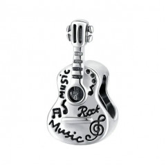 Strieborný prívesok korálik na náramok gitara