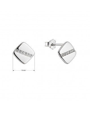 Strieborné náušnice štvorčeky so zirkónmi