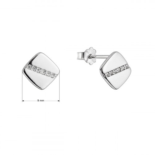 Strieborné náušnice štvorčeky so zirkónmi