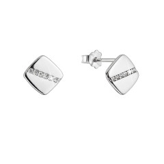 Strieborné náušnice štvorčeky so zirkónmi