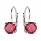 Strieborné dámske náušnice, tmavo ružové zirkóny