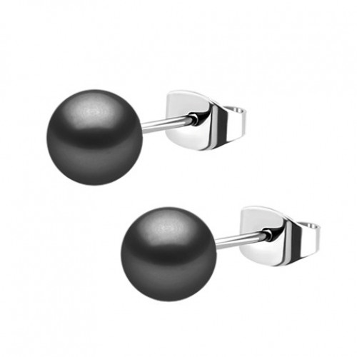 Oceľové náušnice perličky čierne