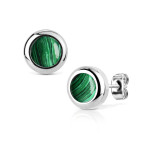 Oceľové náušnice s Malachitom 6mm