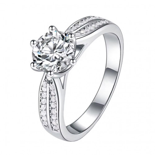 Strieborný zásnubný prsteň MOISSANIT
