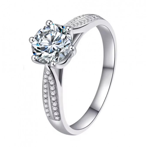 Strieborný zásnubný prsteň MOISSANIT