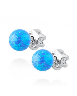 Skrutkovacie strieborné náušnice s modrým opálom