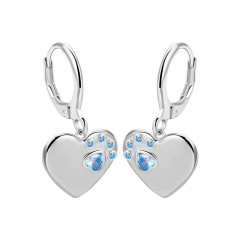 Strieborné náušnice srdiečka s psou labkou