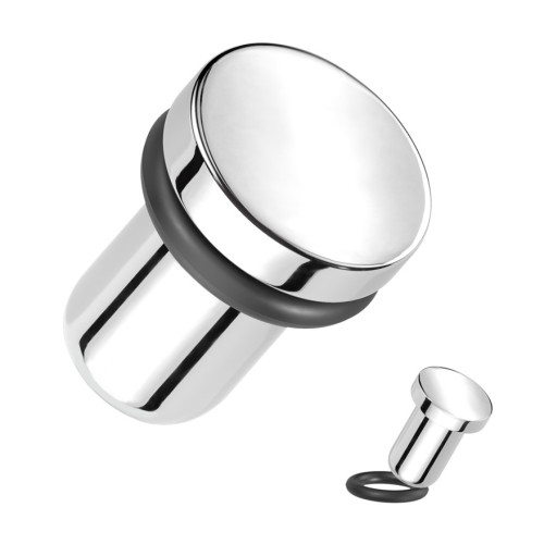 Oceľový plug do ucha s gumičkou