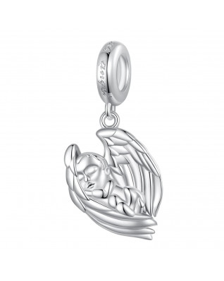 Strieborný prívesok korálek na náramok anjelik