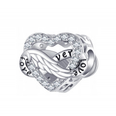 Strieborný prívesok korálik srdca s nekonečnom