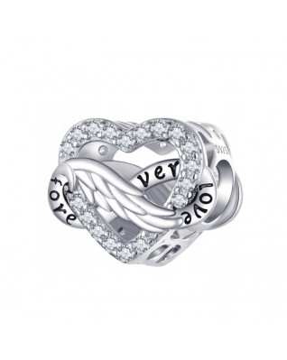 Strieborný prívesok korálik srdca s nekonečnom