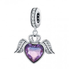 Strieborný prívesok korálik okrídlené srdce