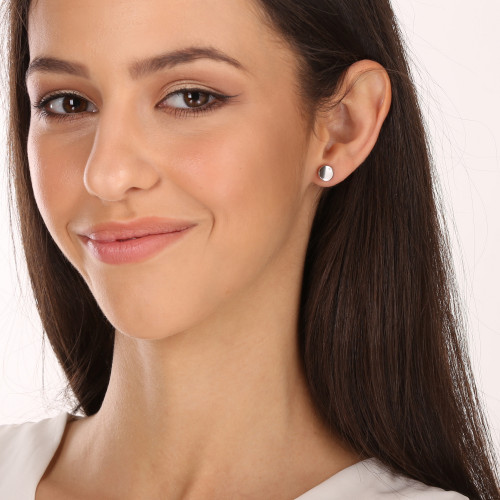 Strieborné náušnice placky s malým zirkónom