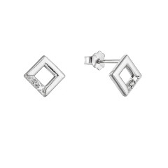 Strieborné náušnice kosoštvorčeky so zirkónmi