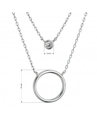 Strieborný náhrdelník dvojitá retiazka krúžok a zirkón
