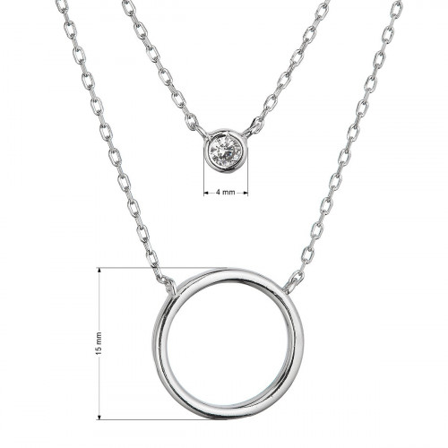 Strieborný náhrdelník dvojitá retiazka krúžok a zirkón
