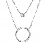 Strieborný náhrdelník dvojitá retiazka krúžok a zirkón